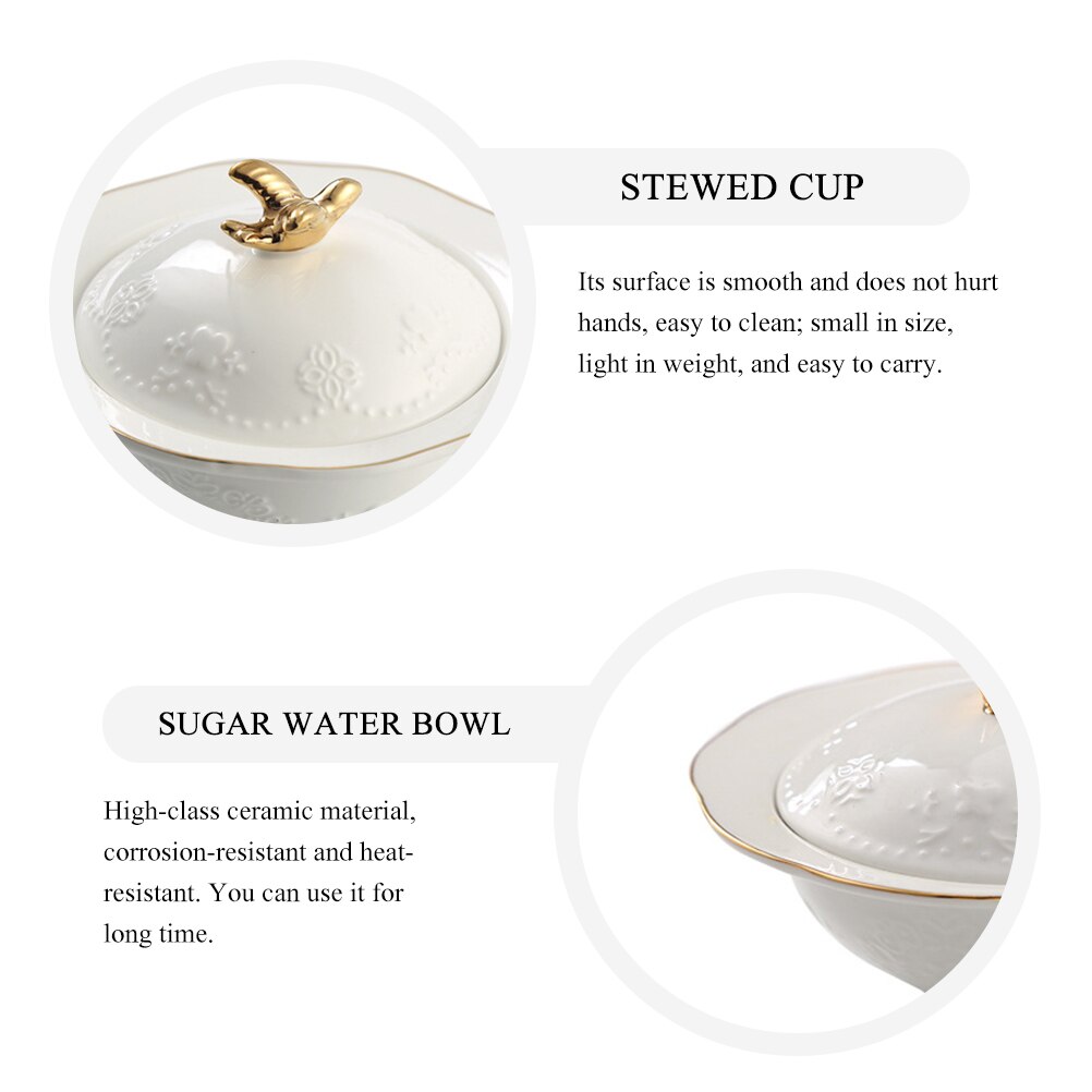 Ceramic Steamed Egg Bowl Soup Serving Bowl Oatmeal Storage Holder Ceramic Container