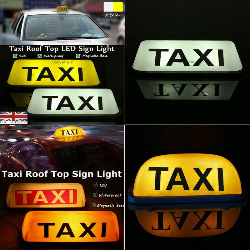 Taxi Top Sign Magnetic Taximeter Roof Sign Waterproof Cab Top Lamp LED Light 12V