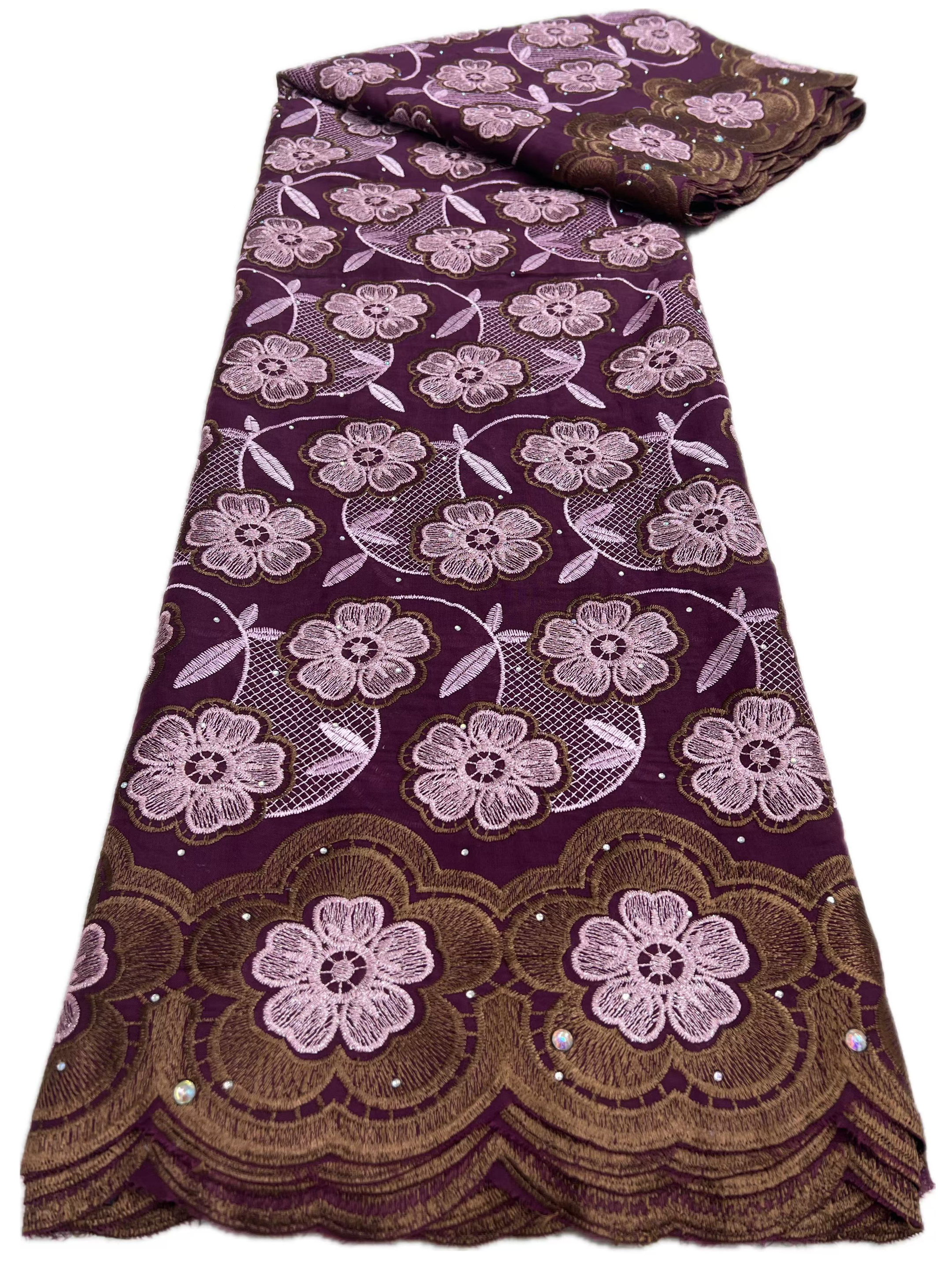 Tecidos de renda de algodão de cetim africano 2025 tecido de renda voile suíço de alta qualidade com pedras tecido de renda nigeriana para vestido: CINZA