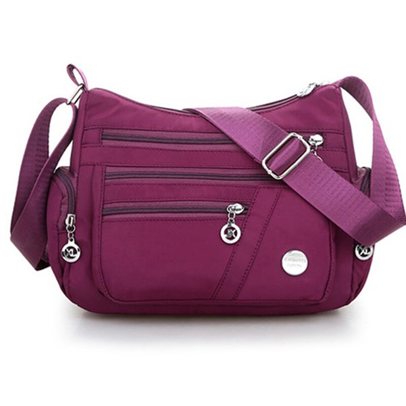 vrouwen tas nylon waterdichte messenger bags voor lady crossbody schoudertas casual handtassen: purple