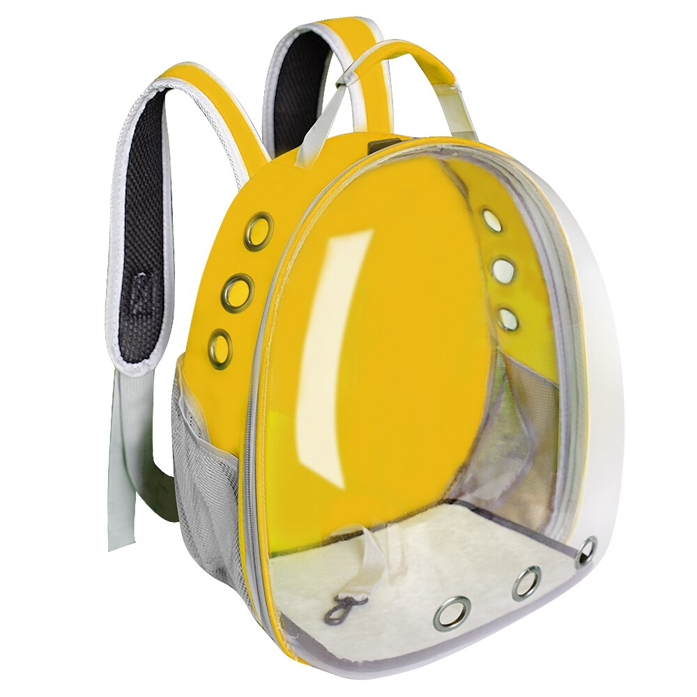Cat Carrier Bag Breathable Transparent Puppy Cat Backpack Cats Box Cage Small Dog Pet Travel Carrier Handbag Space Capsule: Yellow