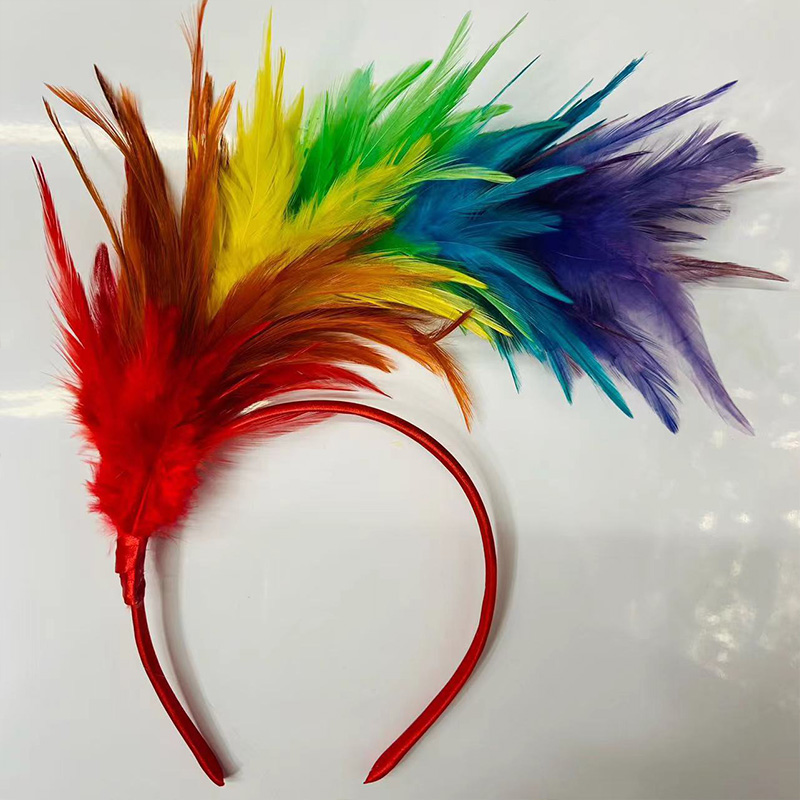 Vrouwen veren hoofdband zendspoel uitvoeren Halloween hoofddeksels partij hoofdtooi haar hoepel haar ornament: YELLOW