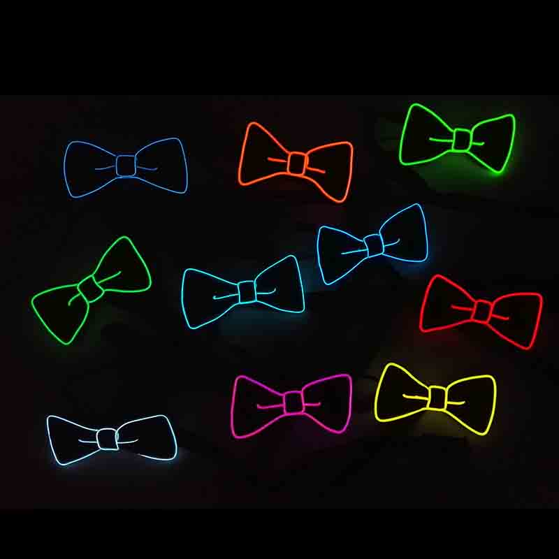 Fluorescerande led-fluga som lyser upp gentleman slipsbar klubb rekvisita neonglödande dans maskerad herrfluga kostym