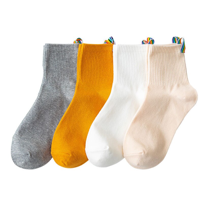 Harajuku damessokken dames calcetines witte regenboog lange sokken streetwear snoep effen kleur damessok kawaii skateboard