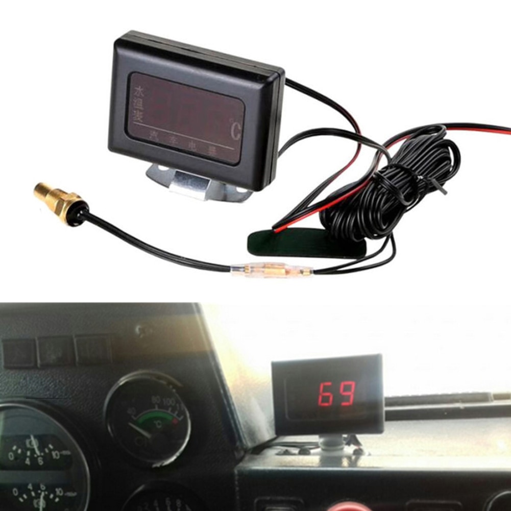 Medidores digitales universales de temperatura del agua para coche + Sensor de temperatura del agua, 1 unidad, 12V y 24V