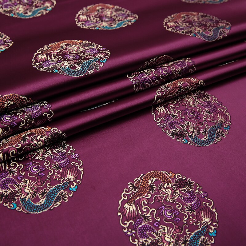 75Cm Brocade Zijde Stof Bloem Stof Nylon Stoffen Voor Naaien Materiaal Voor Jurk Textiel Stof: Paars