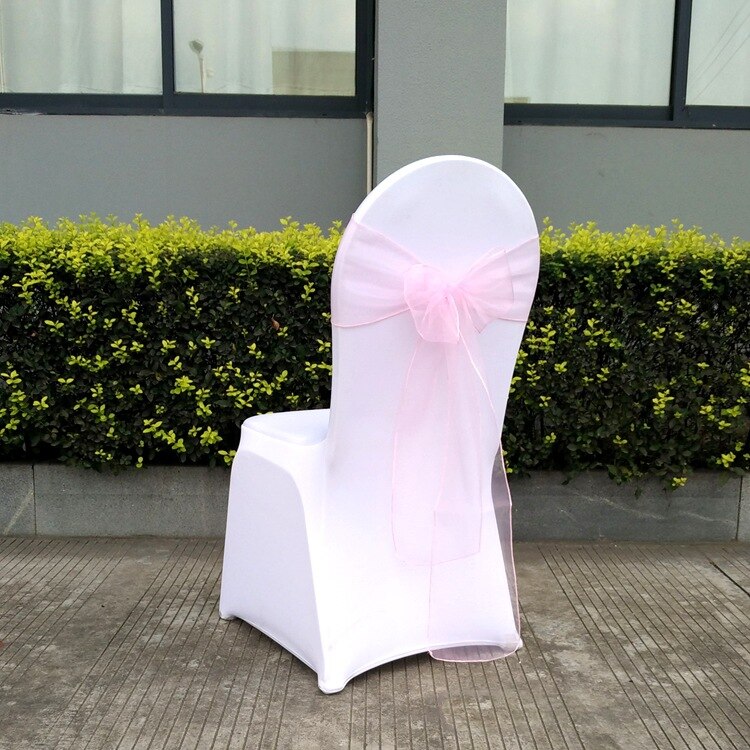 Wedding Decoration Chair Cover Band Ribbons Chair Backs with Bows for Party Hotel Banquets with Tulle Streamers 25PCS/LOT: 1