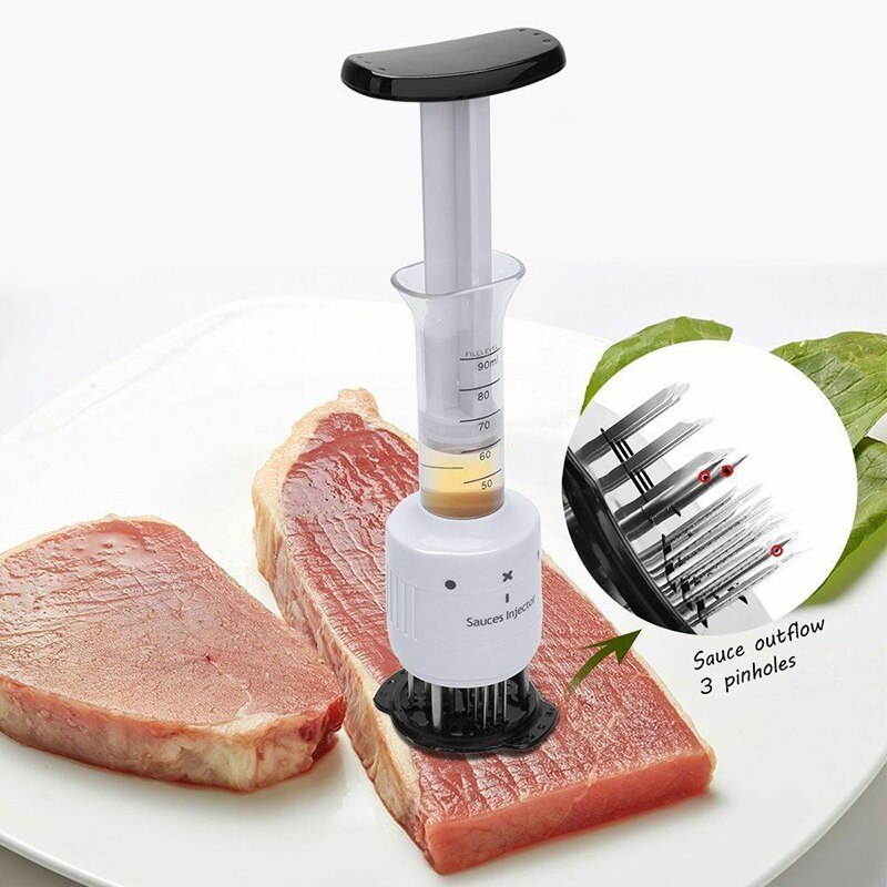 2 in 1 Meat Tenderizer Marinade Injector BBQ Meat Steak Beef Sauce Tenderizer with Stainless Steel Needle kitchen Tools