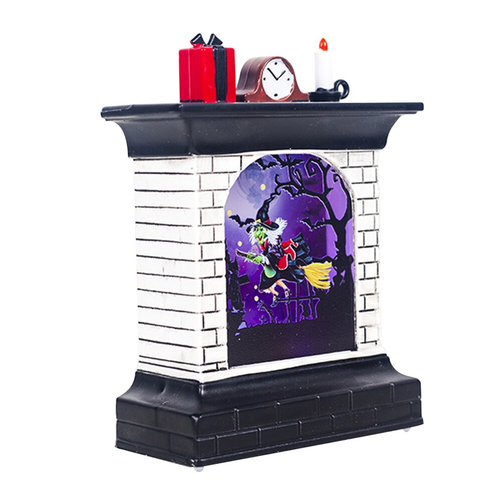 Öppen spis halloween katt häxa pumpa led ljus prydnad fönster dekor