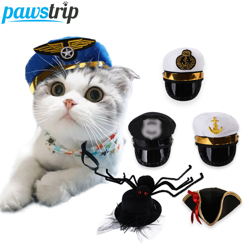 Kæledyr kostumer cosplay kat hat hund kostume halloween politimand pirat kaptajn sømand hund hat fest fotografi prop