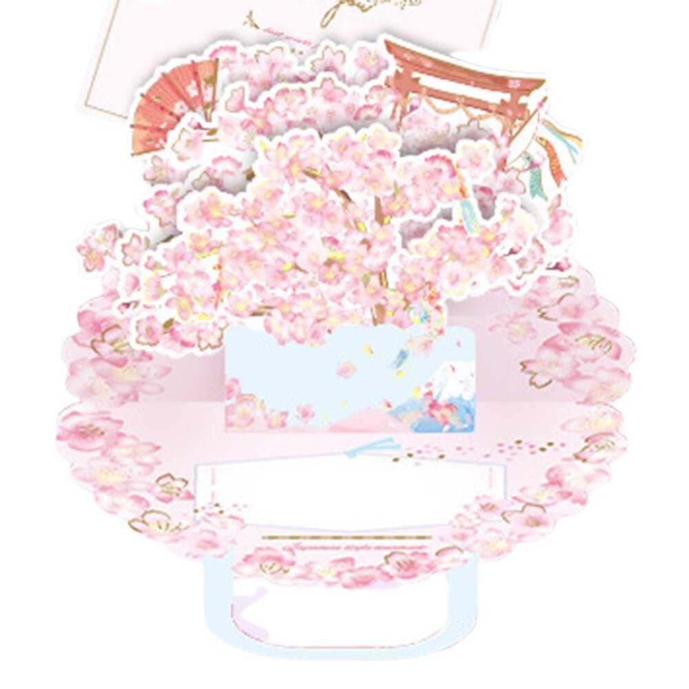 Tarjeta de felicitación de 3D DIY de bendición Popular de vacaciones enviar buenos deseos para la madre maestro de los ancianos: Cherry blossoms