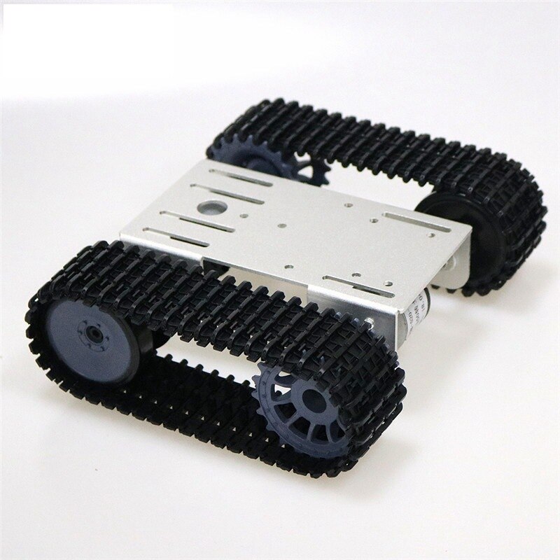 Tp101 metal smart crawler robot tank chassis kit med 33gb-520 12v dc motor aluminiumslegering panel diy til arduino legetøj: Sølv