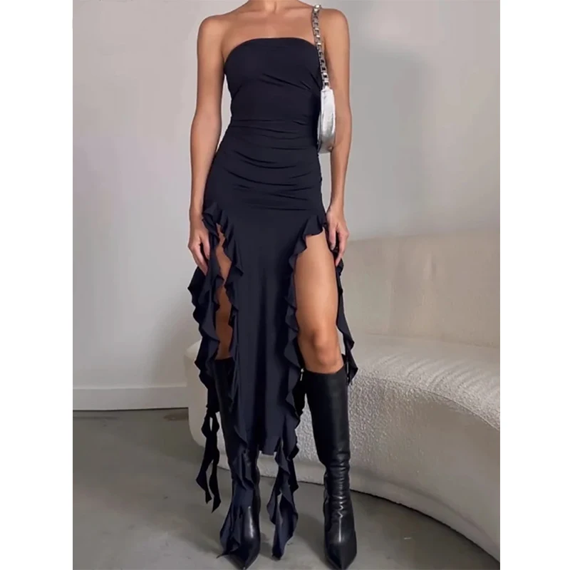 Sommer neue y2k sexy heiße Mädchen eins-Schulter Quallen Stil Pilz sexy Brust umwickelt unregelmäßige Kleid