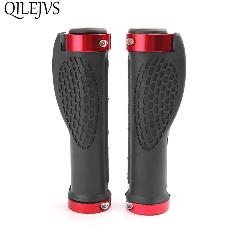 Guidão ergonômico de bicicleta, com trava de borracha, antiderrapante, para ciclismo de estrada: Vermelho