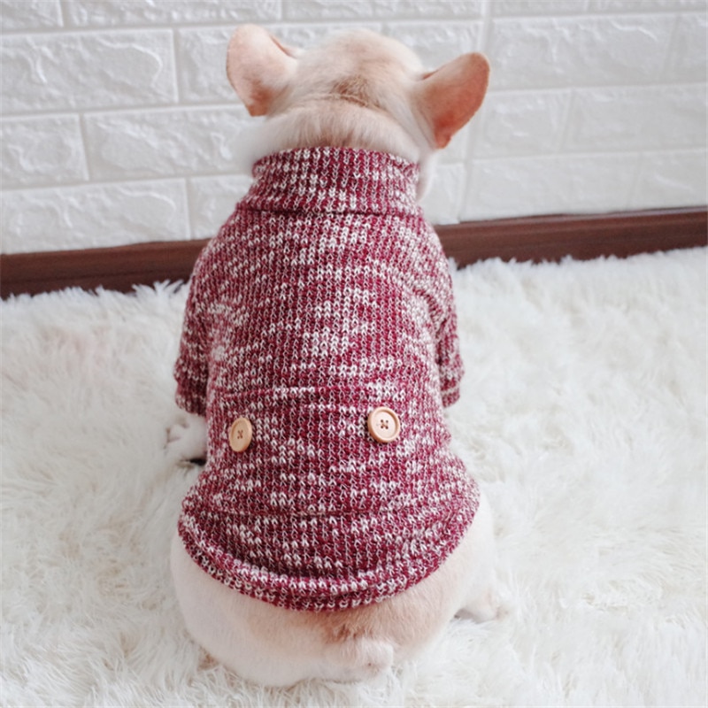Hunde trøjer forår/efterår hundetøj til små hunde blandet farve blød varm kæledyr strikket frakke chihuahua fransk bulldog s -2xl