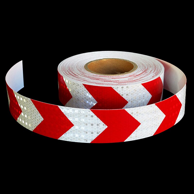 5Cm X 5M Dubbele Kleuren Pijl Patroon Mesh Reflecterende Lint Auto Sticker Automotive Stijl Voertuig Vrachtwagen Motorfiets Waarschuwing film