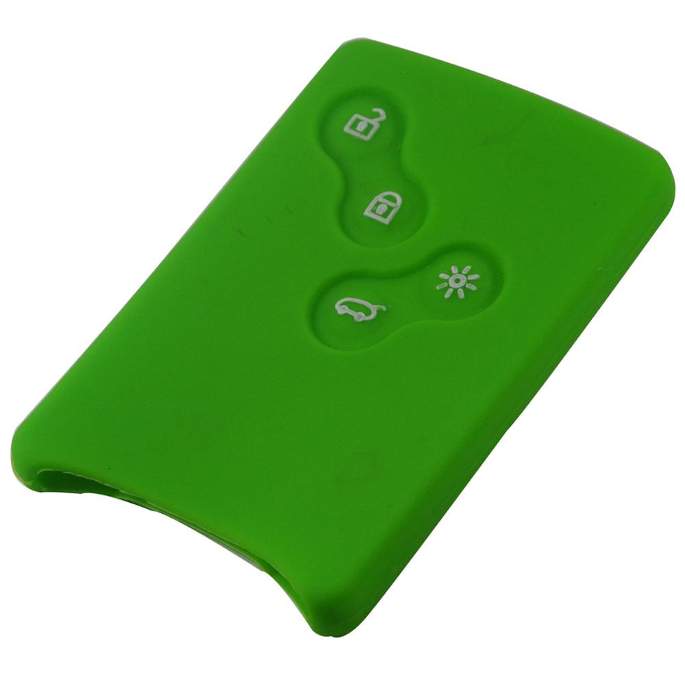 Jingyuqin 4 knap bilnøgle silikone cover protector holder til renault clio logan megane 2 3 koleos naturskønne kort nøglering sag: Grøn