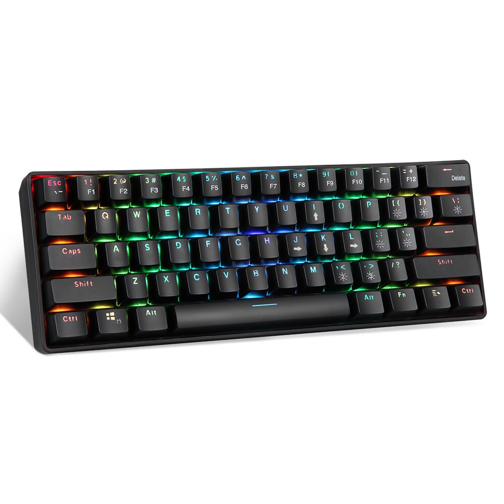 2.4G Wireless Wired Gaming Mechanical Keyboard Russian English With backlit 61 keys Blue Switch RGB Color For Desktop Computer
