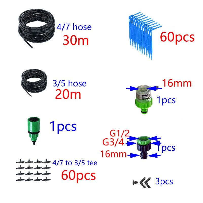 Drip arrow irrigation system micro drip irrigation system garden watering Potted plants with greenhouse automatic watering: 30m