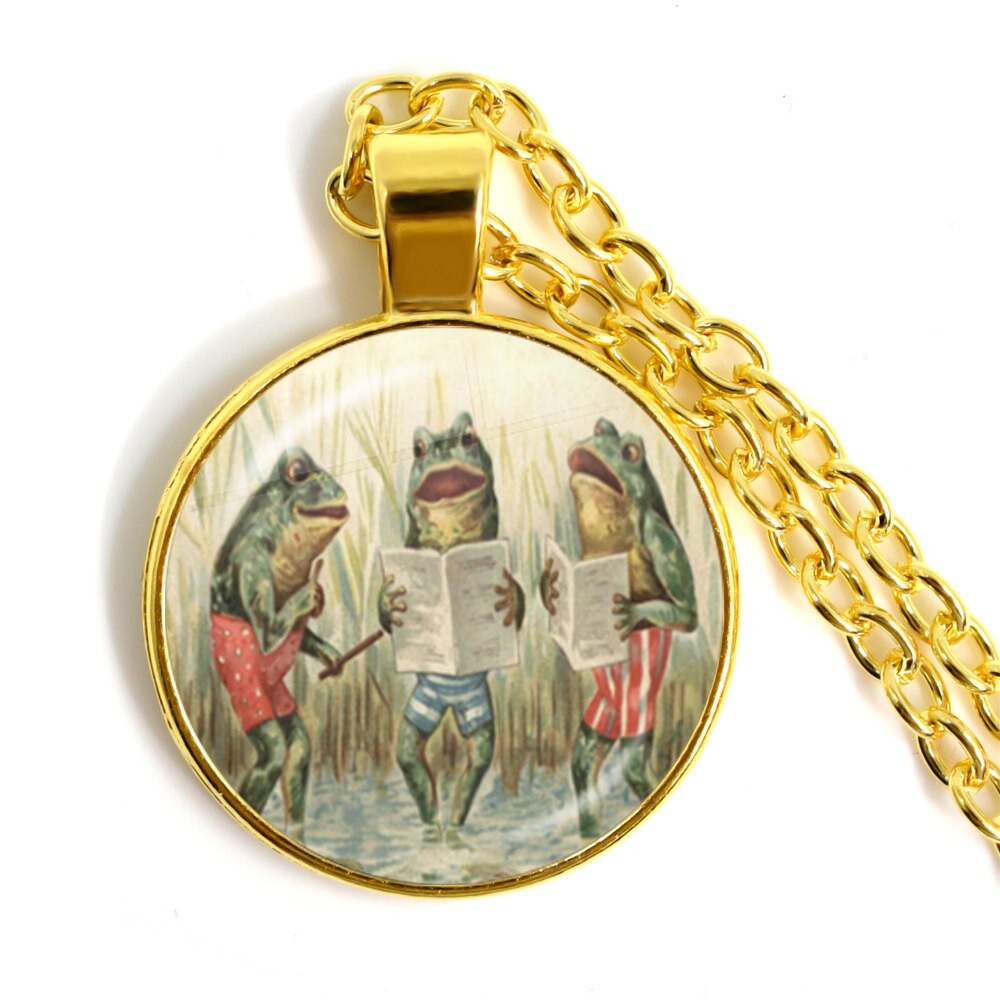Nouvelle chaîne artisanale Vintage grenouille fée pendentif collier verre Cabochon femmes charme bijoux colares e correntes feminino: MULTI