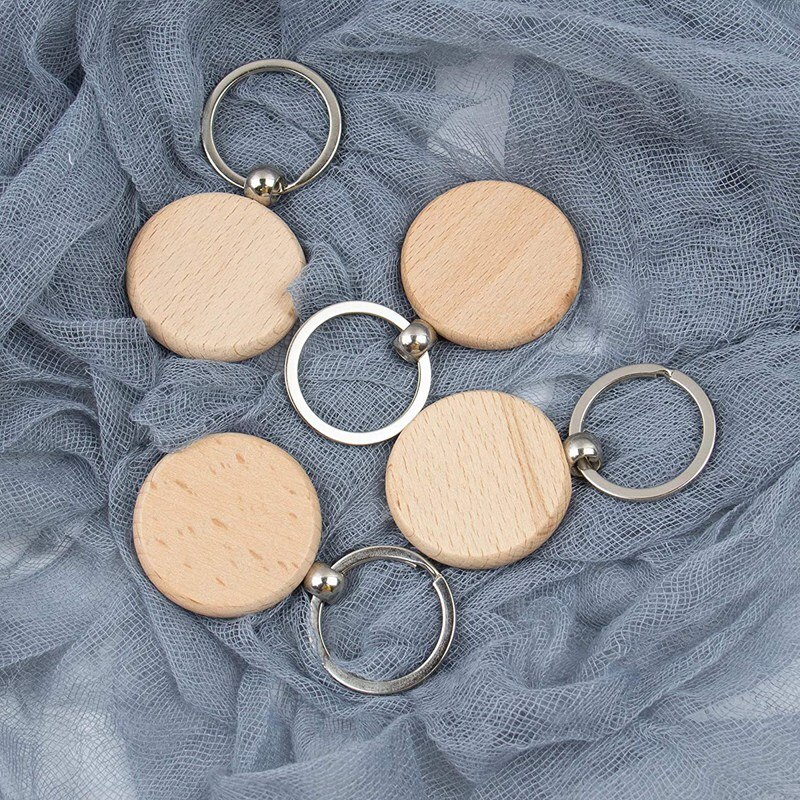 Llaveros de madera redondos para manualidades, 60 unidades, Diy, etiquetas para llaves, puede grabar Diy,