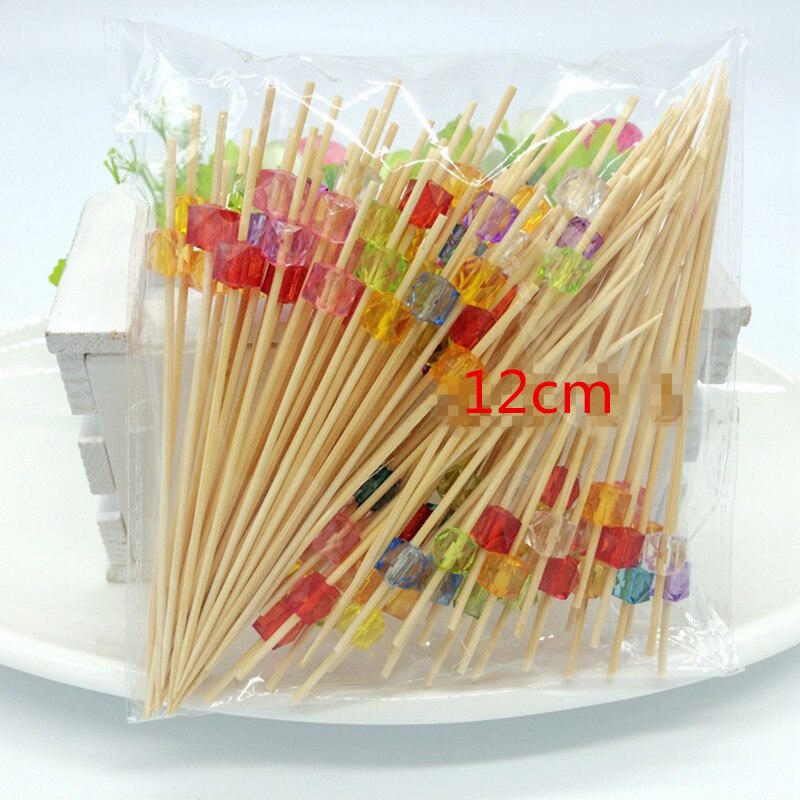XUNZHE 12Cm Disposable bamboo / color acrylic Cocktail Drink Stirring Sticks Food Dessert Picks Fruit Fork postre accessories: 3