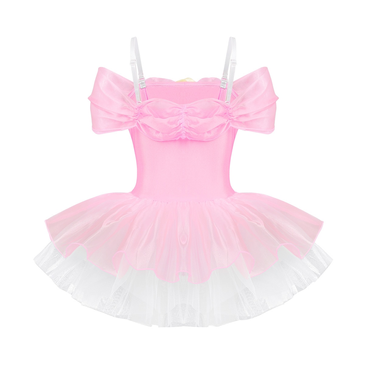 Iiniim-ballerine pour enfants, bretelles épaules dénudées, fleurs 3D, Ballet, danse, gymnastique, justaucorps, robe Tutu
