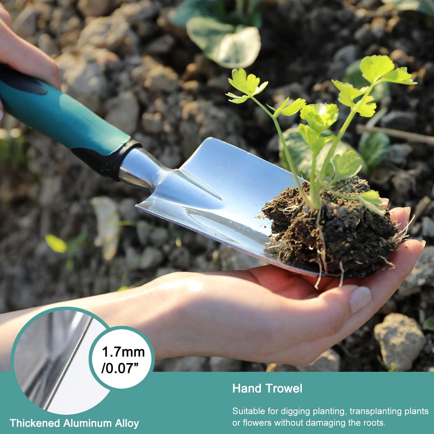 Haom Garden Tool Hand Trowel Bonsai Shovel Rake,Cultivator,Weeder Tools With Ergonomic Handle,Garden Lawn Farmland Transplant