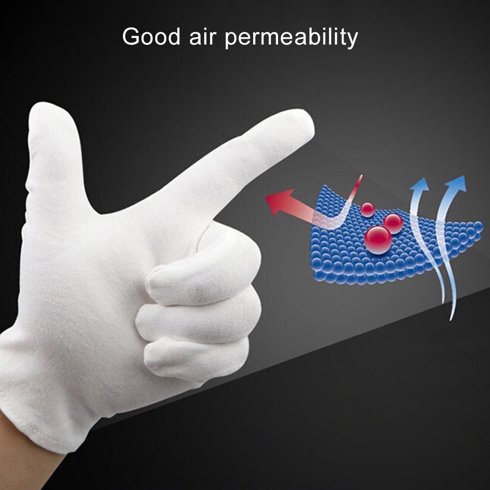 12 Pairs Disposable White Cotton Ceremonial gloves for male female Serving Waiters drivers Jewelry Gloves Green Gardening