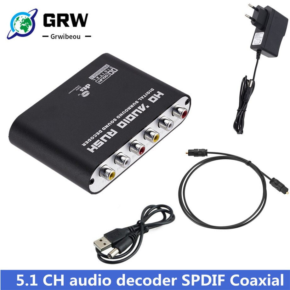 Grwibeou 5.1 Ch Audio Decoder Spdif Coaxiale Rca Dts AC3 Optische Digitale Versterker Analoge Converte Versterker Hd Audio Rush