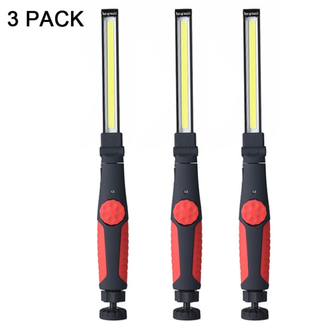 Lampe de poche pliante à Led pour le travail, bande Rechargeable, lumière d&#39;inspection magnétique, atelier de réparation de voiture, éclairage de torche, 1/3/6 paquets: 3Pack Red