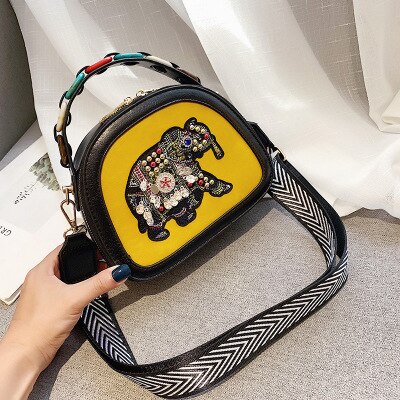 Cuoio dell'unità di elaborazione di Borsette Borse Donne Eleghant Disegno Del Ricamo Borse A Spalla Moda Femminile Che Borda il Sacchetto di Crossbody di Alta Qualità MM50045: giallo