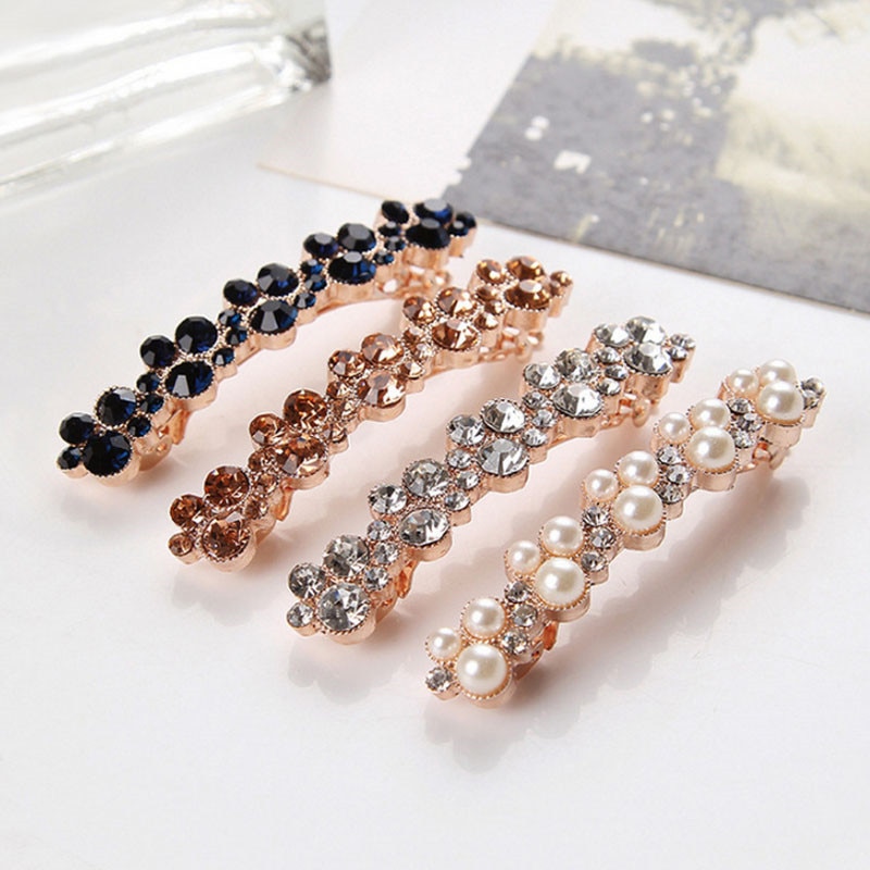 Women Girl Korean Crystal Crystal Pearl Hair Clip Barrettes Hairgrips Hair Pin Hair Accessories Styling Tools
