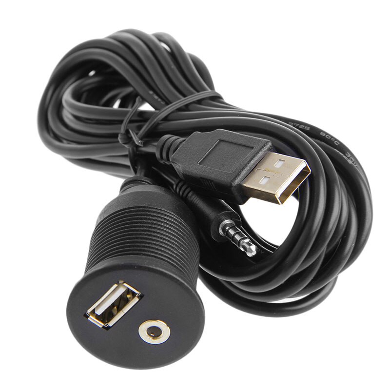 Montaje de tablero de coche de 1m/2m, 3,5mm, USB 2,0, Cable de Panel de plomo de extensión de enchufe auxiliar