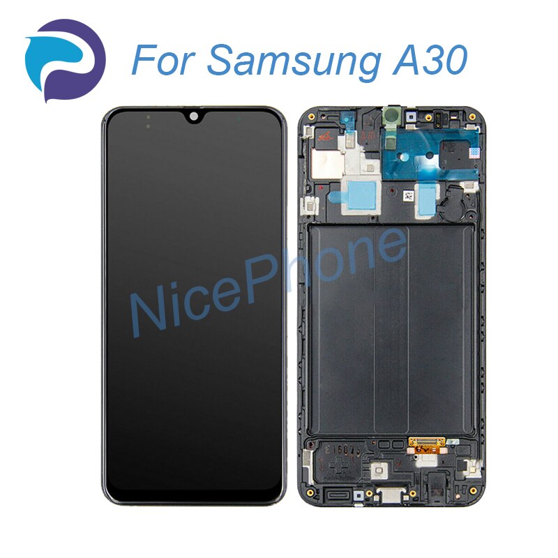 Para Samsung galaxy A30 SM-A305FN/A305F DS/DS A305 Display LCD Touch Screen substituição Digitador Assembléia Para Samsung a30 lcd: Black(With Frame)