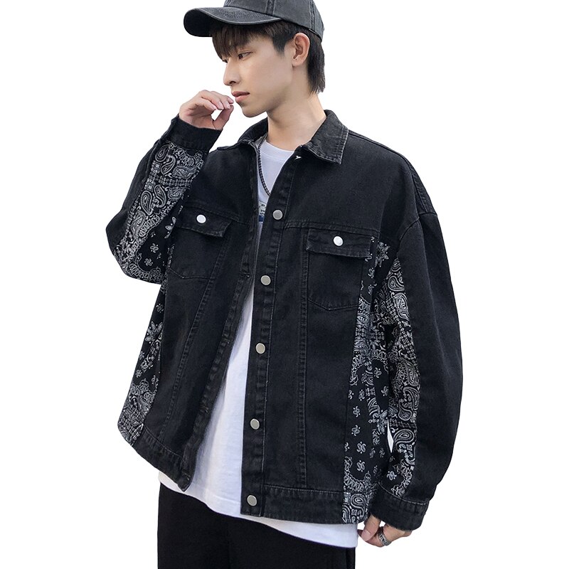 Mens Spring Cotton Denim Jackets Casual Cowboy Streetwear Spring Autumn Thin Slim Chinese Style Coats Single-Breas Tops 2022: PSDJ032Black / S