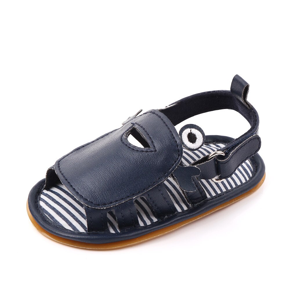 Sandales en cuir pour bébés garçons et filles, chaussures d'été à la , semelle en caoutchouc, adorables chaussures pour -nés, motif Animal de dessin animé: Bleu / 7-12 mois