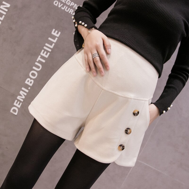 Herbst Winter Schwangerschaft Kurze Hosen Koreanische Kunst -Geschmack Wolle Tuch kurze Hose für Schwangere Frauen Mutterschaft Weiche Schlauch: Aprikose / M