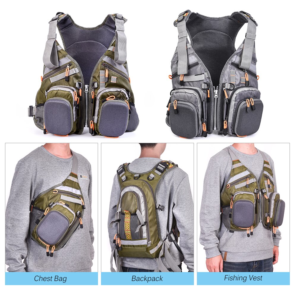 Blusa-Chaleco de malla para pesca con mosca, mochila transpirable multifunción, señuelo de secado rápido, chalecos para equipo de pesca