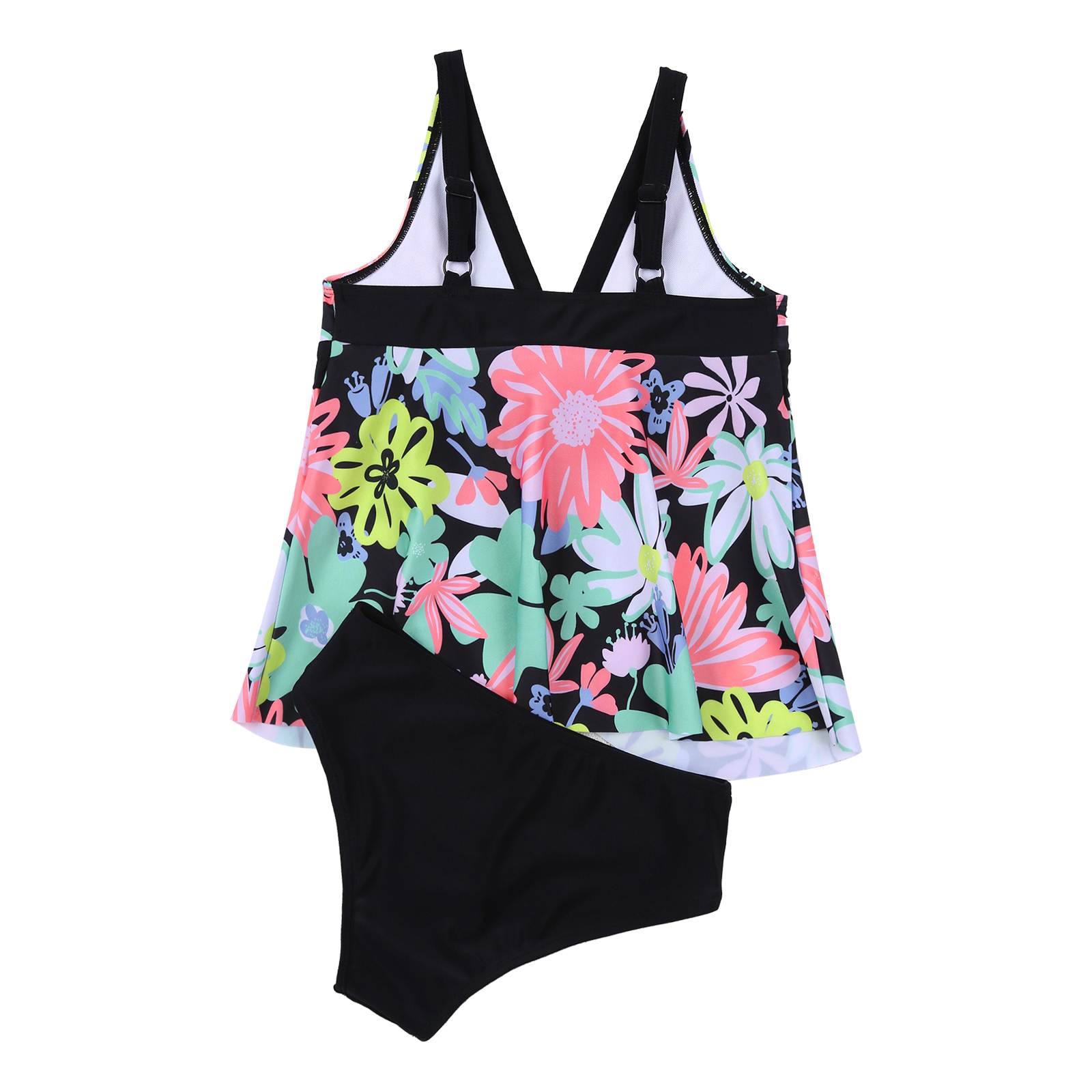 Children Two Piece Bathing Suit Girls Summer Sleeveless Print Tops With Briefs Set Kids Swimsuit Beach Swimwear 6-16 Years