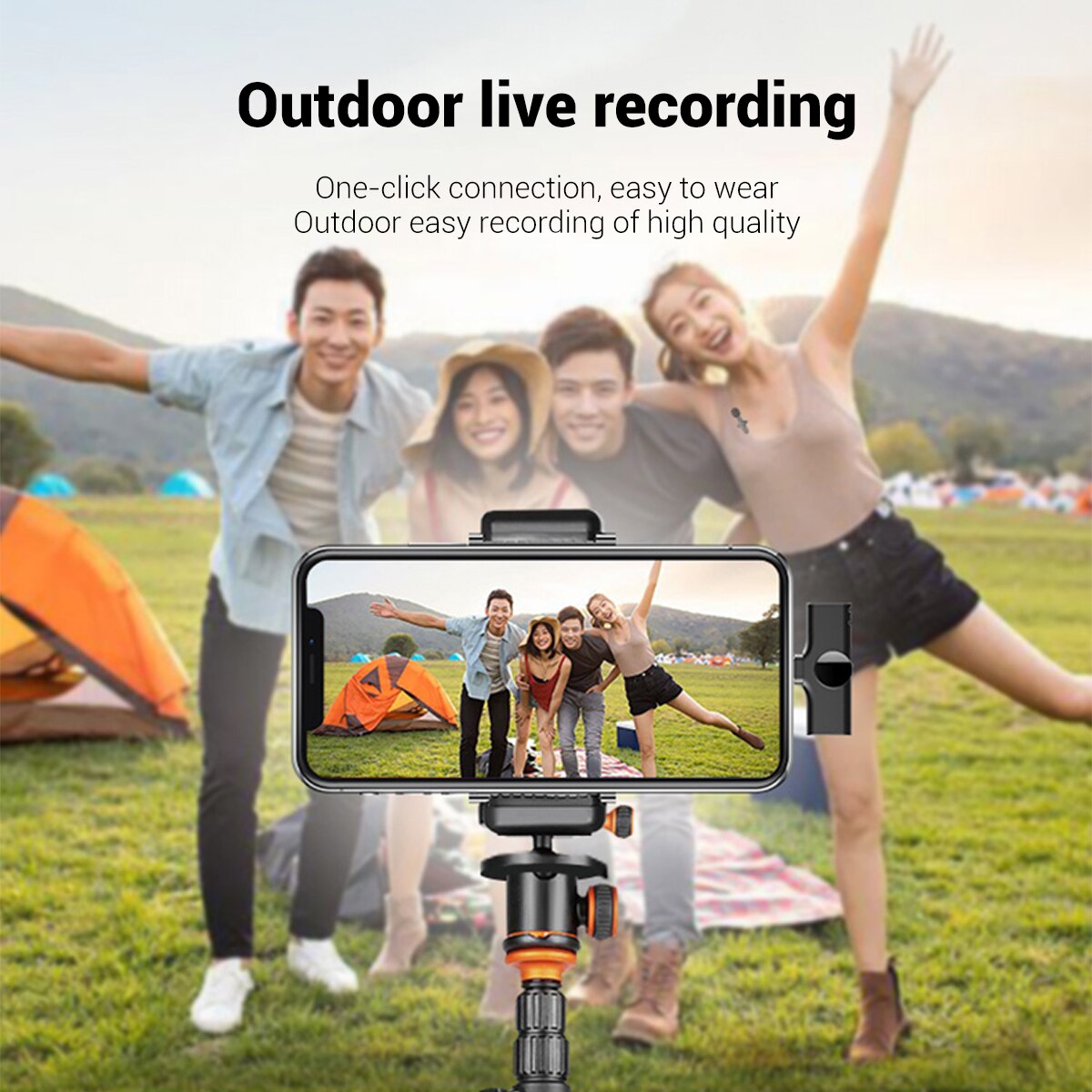 Aibevi Wireless Microphone 2.4GHz Mini Lavalier Mic Noise reduction Interview Mic for iOS for Type-C Smartphone Recording