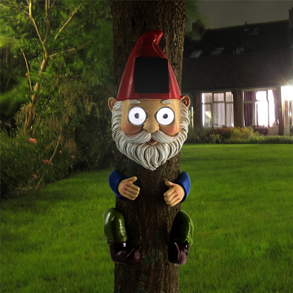 Goodeco Boom Decoratie Tuin Opknoping Beeldjes Outdoor Jardin Standbeeld Solar Gnome Sculptuur Boom Hugger Tuin Decor Ornament