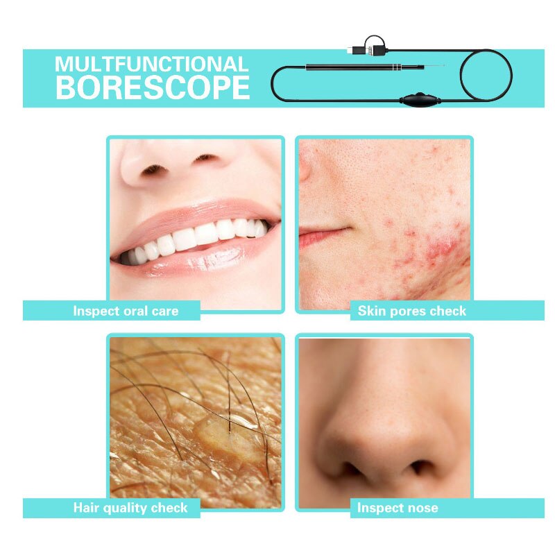 3 en 1 oreille cuillère Endoscope oreille nettoyage outil de Diagnostic 5.5mm câble souple USB Endoscope téléphone portable caméra pour Android soins de l'oreille