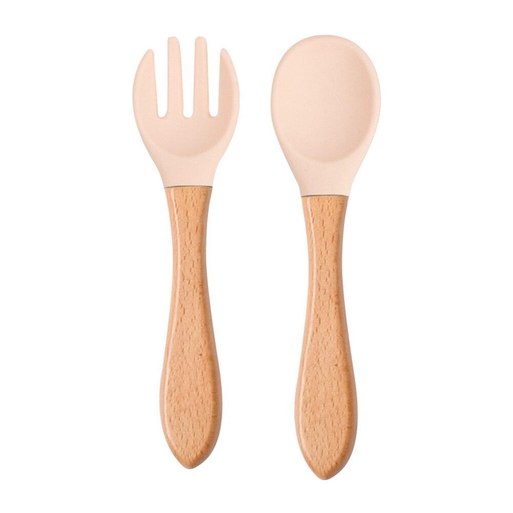 Baby Lepel Siliconen Houten Babyvoeding Lepel Accessoires Kinderen Verjaardagscadeautjes Veiligheid Kinderen Leren Eten Tool: Style D