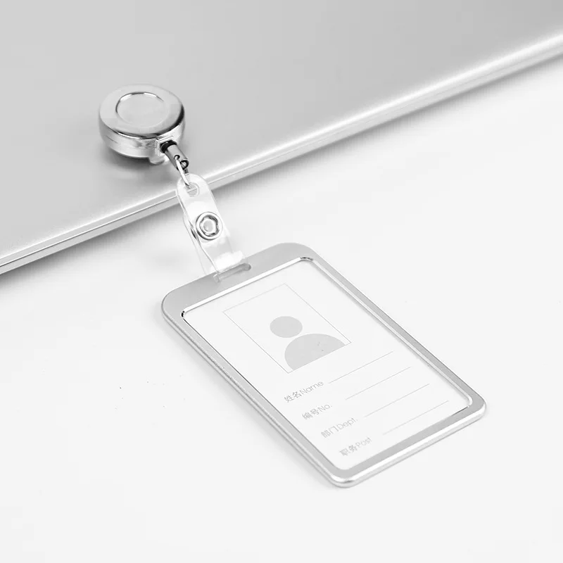 Kobiety Mężczyźni etui na karty Moda Metalowe wysuwane etui na karty kredytowe etui na identyfikator banku Odznaka Dziecko Pokrowiec na kartę autobusową: Srebrny