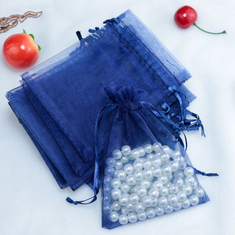 10 stücke 10x15 cm transparent Organza Beutel Hochzeit Geburtstag Party Süssigkeit Schokolade Taschen Weihnachten Halloween Kasten Verpackung taschen: Tiefe Blau