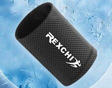 Cold sports wristbands Fitness weightlifting handbands Running and riding Icy sweat-absorbing comfortable breathable wristbands: Black / M