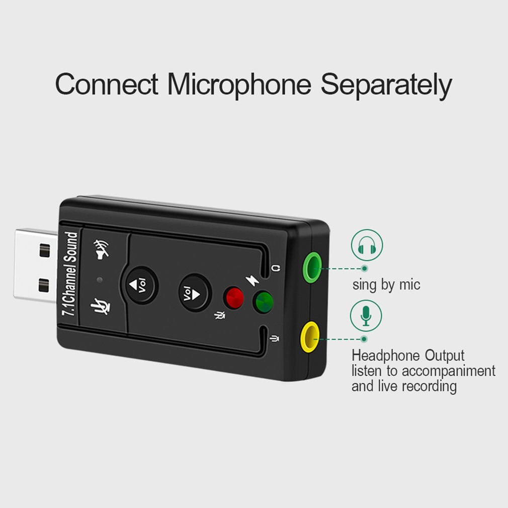 USB Hubs USB 2.0 External Sound Card 7.1CH Audio Mini Adapter Button Control 3.5mm Earphone MIC Interface Computer Components