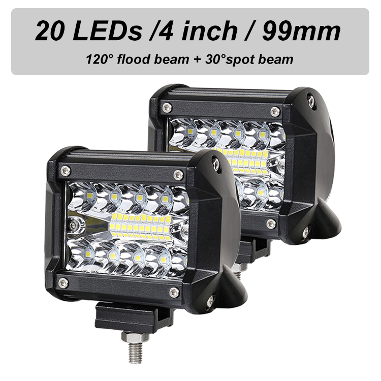 Nlpearl 3- rad led bar 4-20 tommer led lys bar/arbeidslys for bil traktor båt offroad 4 x 4 lastebil atv 12v 24v arbeidslampe frontlykt: 2 stk -60w-20 led
