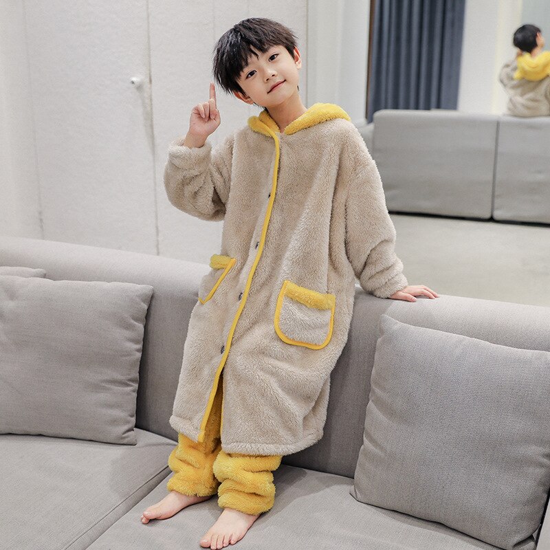 Conjunto de pijama para niño, bata gruesa de lana para bebé, ropa de casa para niño, novedad de 2022